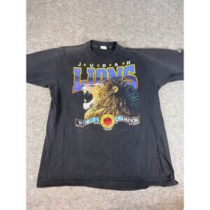 VINTAGE Premier Wear Shirt Mens XL Black Graphic Judah Lions Single Stitch Tee